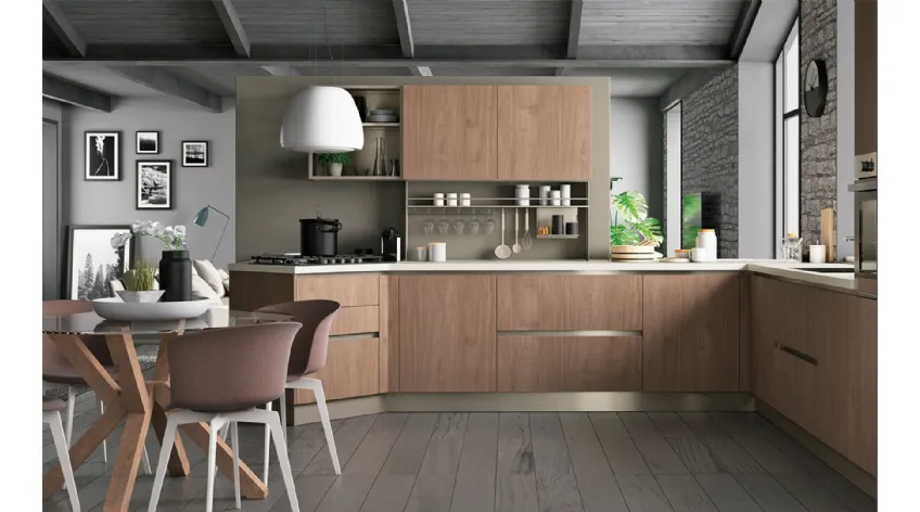 Cucina Moderna angolare Tablet finitura Noce Brown di Creo