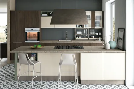 Cucina Moderne Tablet finitura Rovere Dark e laccato opaco di Creo