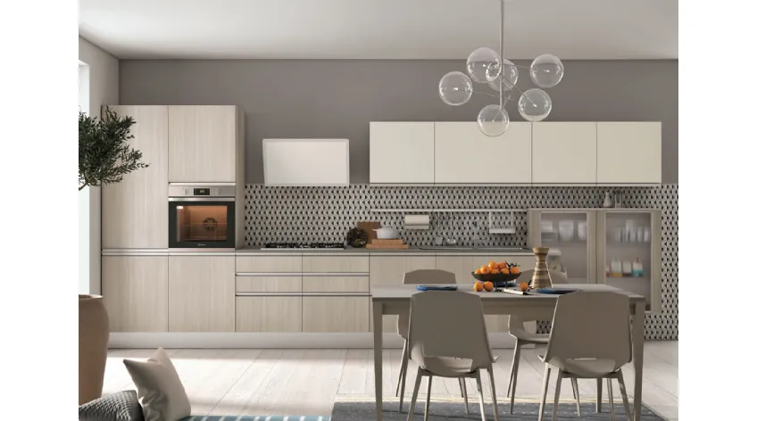Cucina Moderna lineare Tablet finitura Rovere Luna di Creo