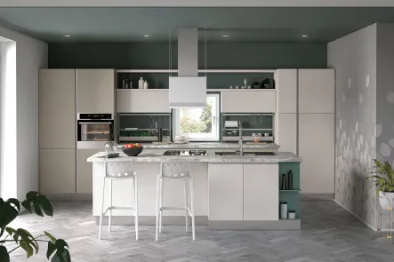 Cucina Moderna con isola Tablet finitura Rovere Venere di Creo