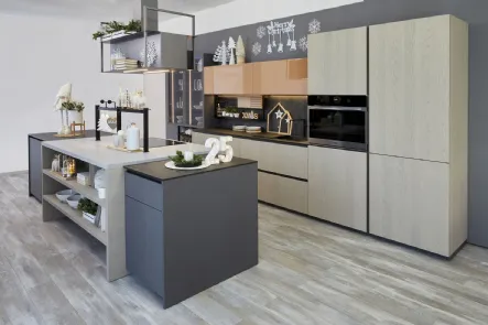 Cucina Moderna Tablet Wood in melaminico Frassino Sabbia di Creo