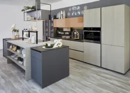 Cucina Moderna Tablet Wood in melaminico Frassino Sabbia di Creo
