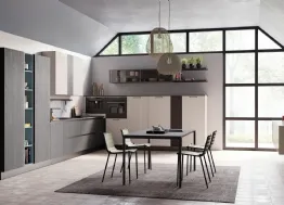 Cucina Moderna angolare Tablet Wood in Rovere Nero e laccato lucido Polvere di Creo