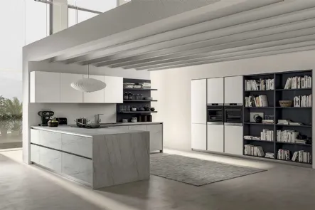 Cucina Moderna Ventidue & XL 12 in laminato HPL Rolling e laccato Bianco lucido di GM Cucine